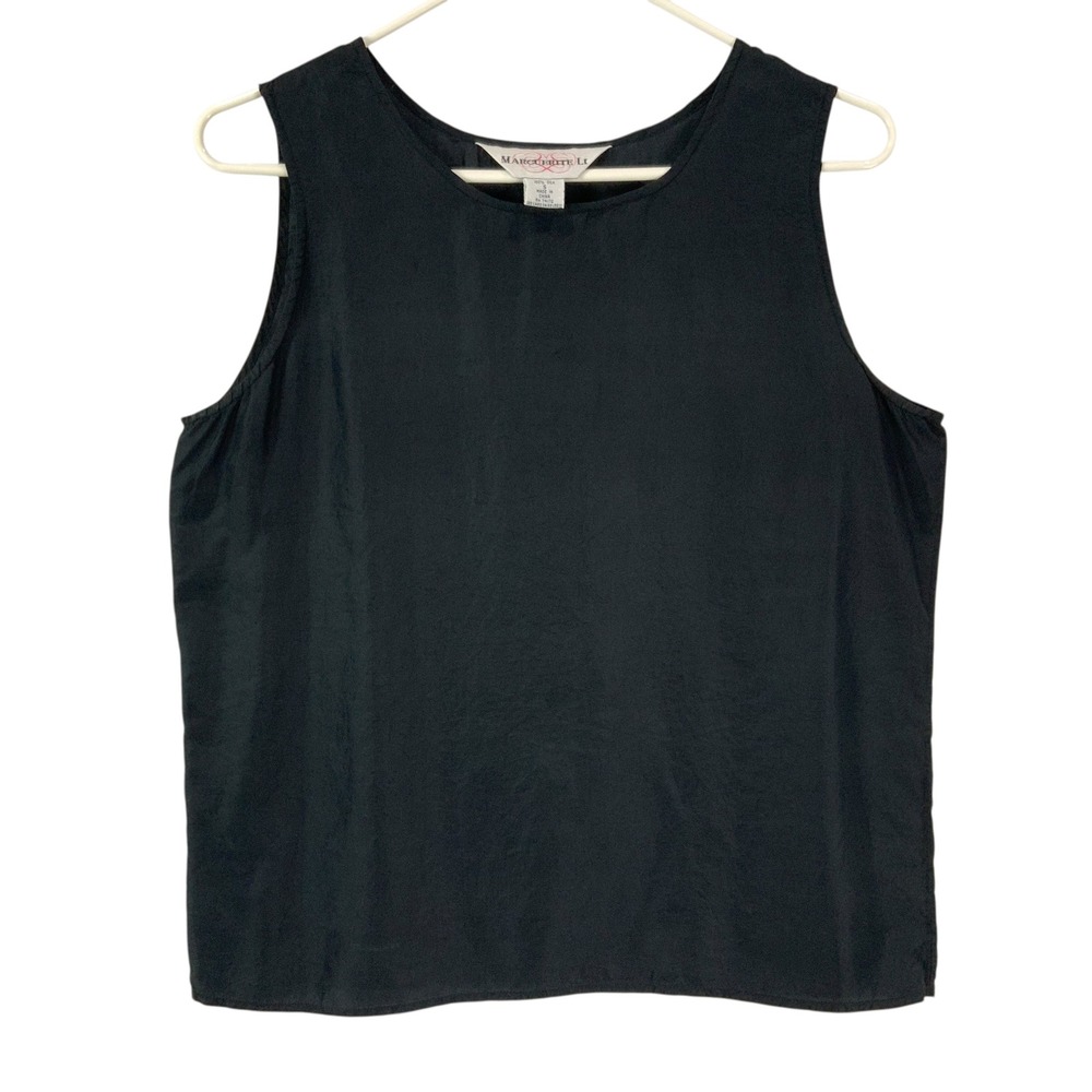 Marguerite Li Black Silk Tank Top Women's Size S Sleeveless Scoop Neck